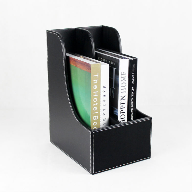 2 Slot Curved Wood Leather Desk File Book Documents Stand 2 Slot Curved Wood Leather Desk File