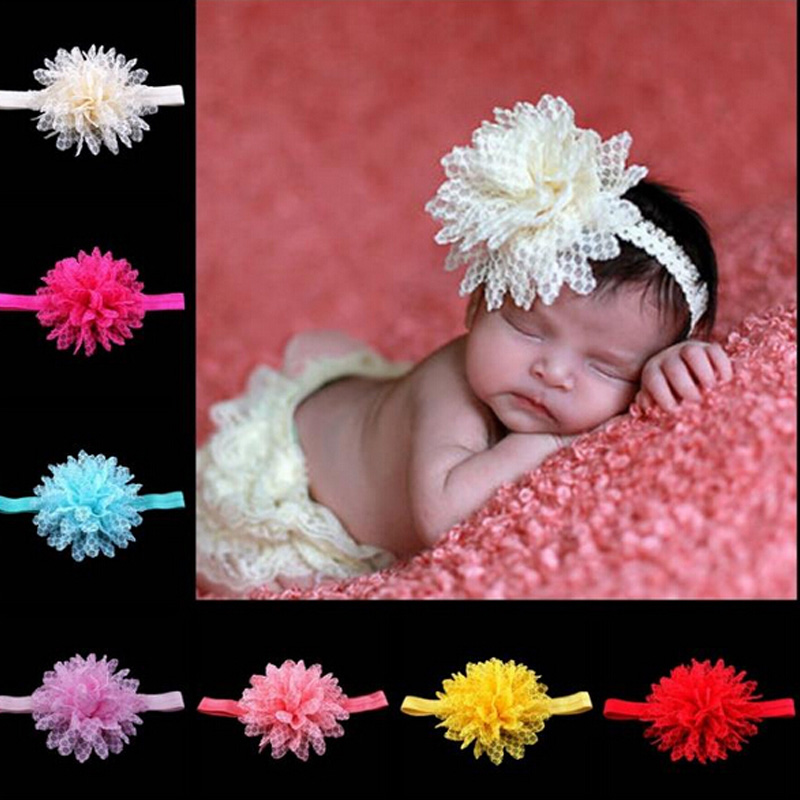 Image of 1lot 4pcs Wholesale Infant Headbands Shabby Flowers Pearl Rhinestone Chiffon Flowers Baby Headband Girls hair Accessories w42