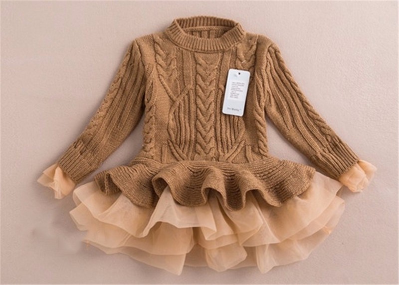 Knitted Sweater Dress Pullovers Sweaters With Lace Shrugs Dresses Crochet Long Free Shipping 2015 Autumn Winter Wholesale Kids (11)