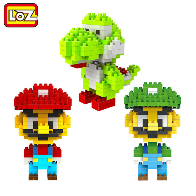 LOZ Super Mario Bros Луиджи Марио Йоши Игрушки Рис Модель Строительные Блоки Игры Оригинальной Коробке 9 + Подарок