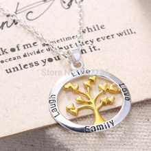 Tree Of Life Gold Heart Leaf Love Family Letter Silver Gold Pendant Necklace Jewelry Stamped Best