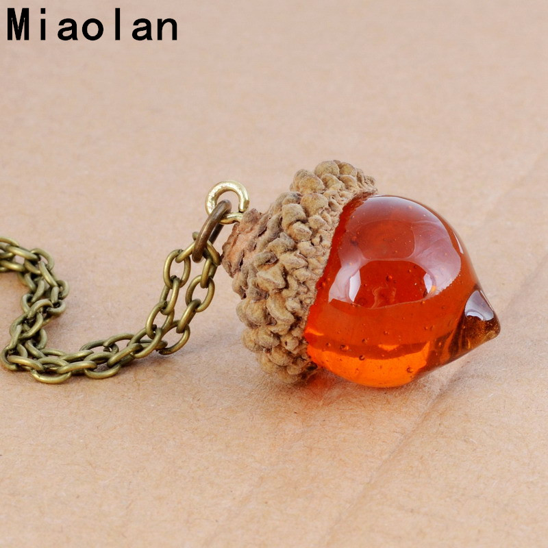 Image of Fashion Women Glaze Acorn Cone Pendant Spinning Top Pendant Charms With Red Quartz Drop Natural Stone Necklaces Jewelry