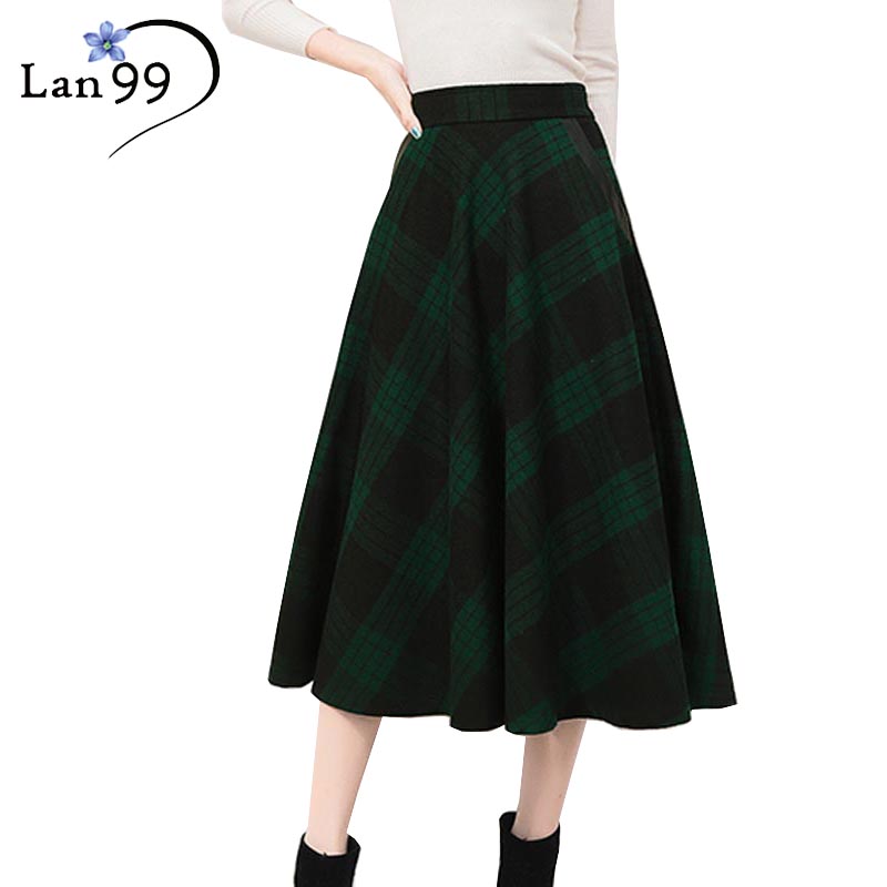 Women s Skirts Tartan font b Kilt b font Plaid Skirts Plus Size Thick Winter Vintage