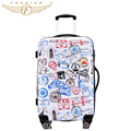 All seasons Stamp Printing Durable Hard Shell Trolley Luggage ABS PC 20 24 28 Inches Cabin