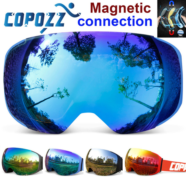 COPOZZ бренд лыжные очки сменные магнитные линзы UV400 анти-туман лыж маска лыжи мужчины женщины снег сноуборд очки