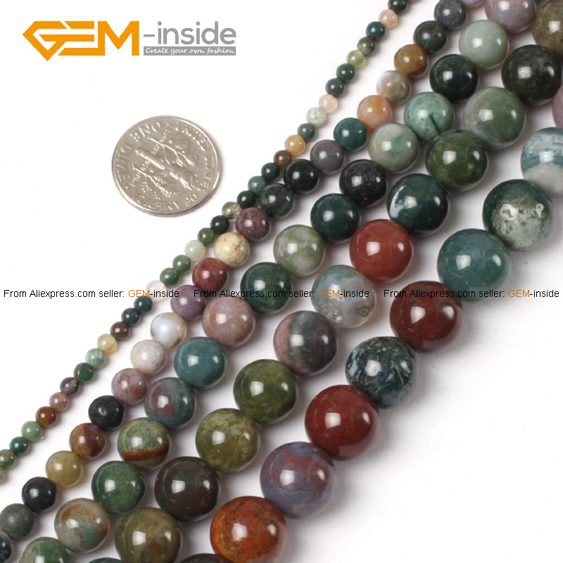 0 : Buy Natural Round Indian Agate Stone Beads For Jewelry Making DIY Jewellery ...