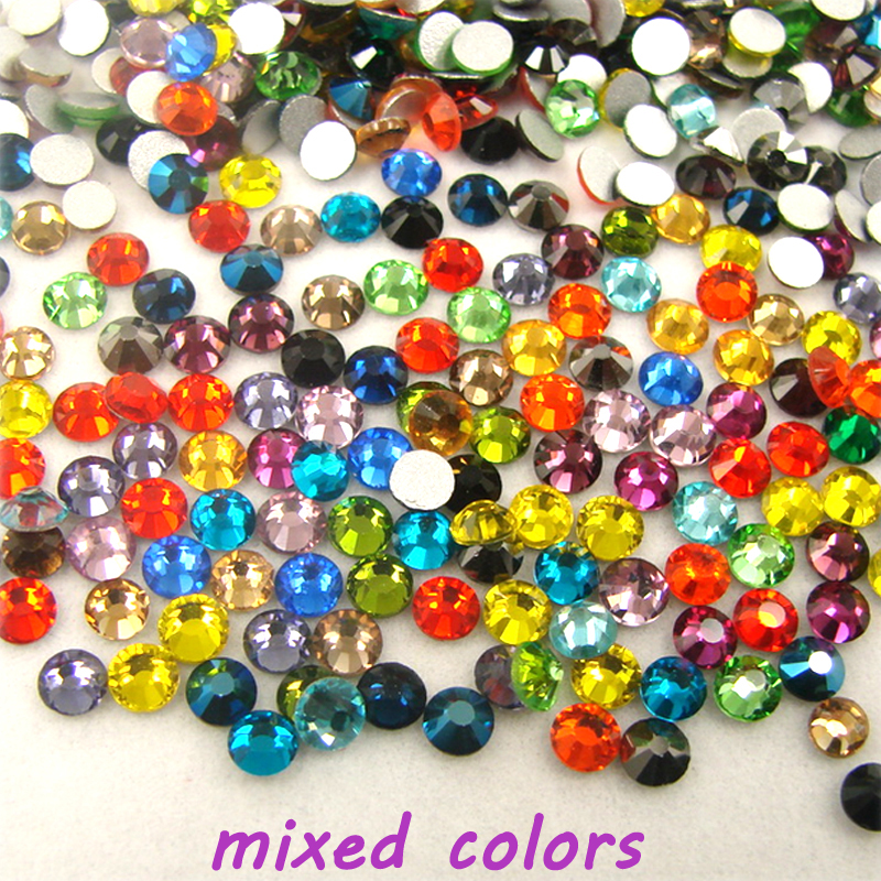 Image of Shiny Glitter Mixed Colors ss3-ss30 3D non-hotfix Flatback Rhinestones For Nail Art Decorations DIY.