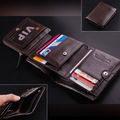 Men s Top ITALIAN Genuine Leather Trifold Wallet Purse Brown Luxury New