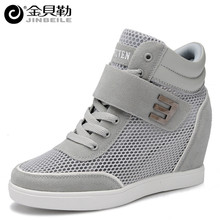 2016 Women Mesh Casual Shoes Plush Fur Breathable Women Boots 6 CM Height Increasing Spring Winter High Top Shoes Zapatos Mujer