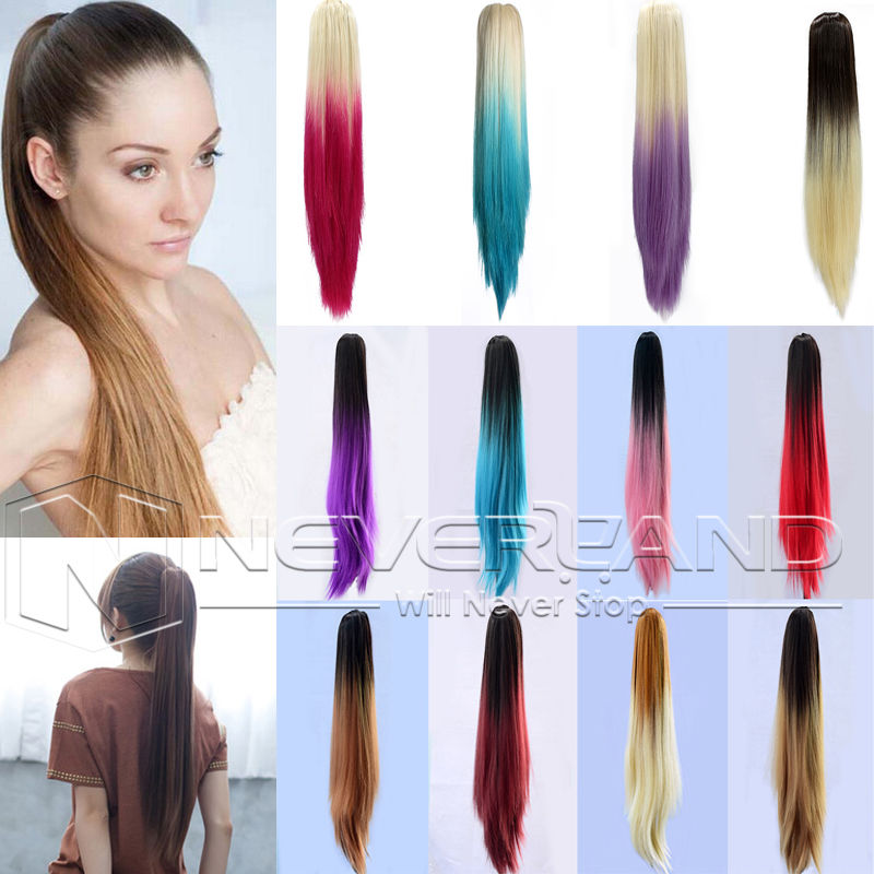 Image of New Arrival 21" Girl Women Long Straight Synthetic Hair Pony Tail Claw Ponytail Hair Extension Ombre Tress of False Hair B20