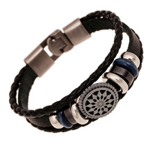 Multilayer Leather Bracelet Men Jewelry With Engrave Rivet Strape Mens Bracelets 2016 Male Accessories Pulseras Masculina B0228