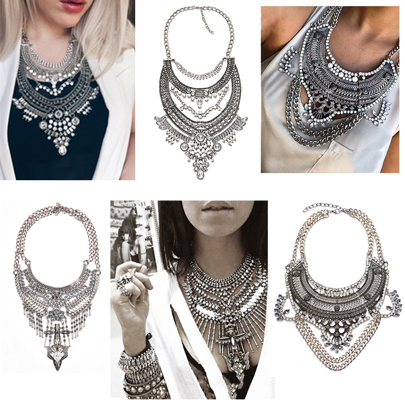Image of 2016 New Fashion Hot Sale Vintage Boho Crystal Collares Statement Necklaces & Pendants Long Choker Maxi Necklaces Women Jewelry