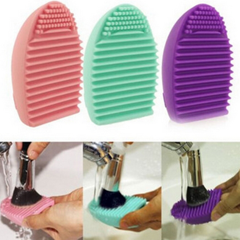Image of Azerin Silicone Brush Cleaning Egg Brush egg Cosmetic Brush Cleanser Make up Makeup Brush Cleaner Clean tools