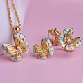 Fashion Blucome Brand Jewelry Sets 18K Gold Plated Enamel Butterfly Pendant Necklace Pendientes aros Upscale Casamento