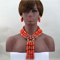 Chunky Women Statement Necklace Set Dubai Gold Plated African Jewelry Sets Wedding Coral Beads Jewelry Set