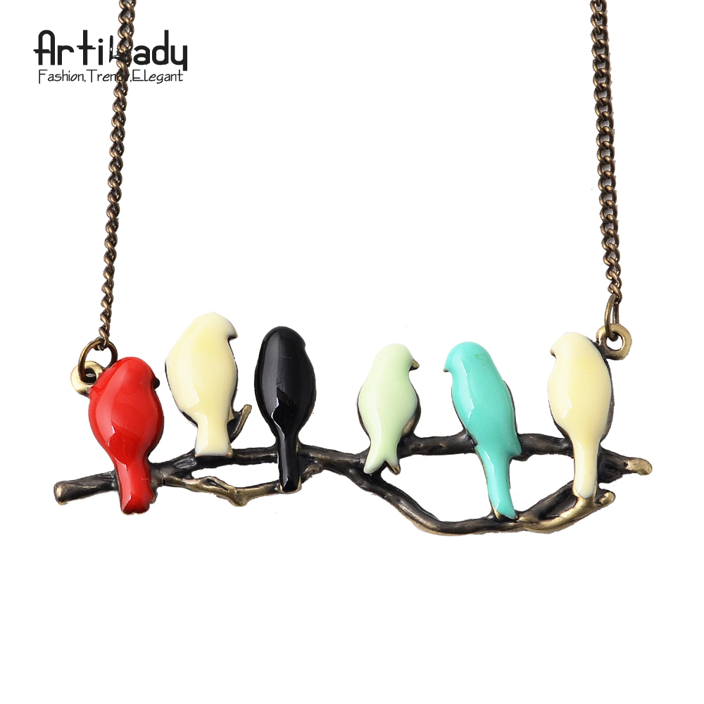 Image of Artilady new lovely bird on branch necklace fashion pendant women necklace NM