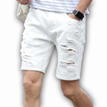 Mens Denim Shorts Slim Regular Casual Knee Length Short Hole Jeans Shorts For Men 2017 New