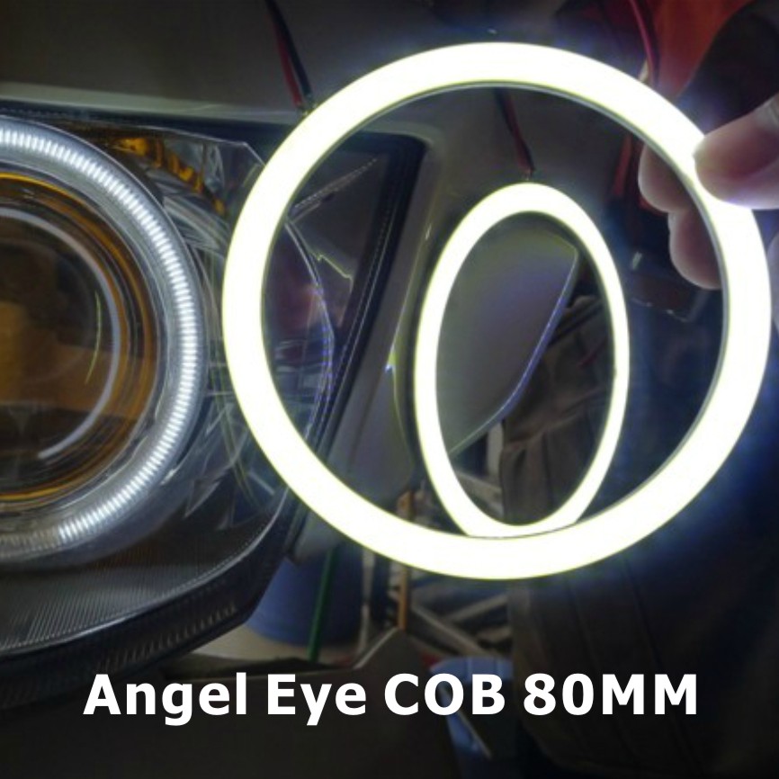 Image of 2x80mm COB Angel Eye LED Chip Car Light Super Brightness Waterproof Auto Headlight Fog Car LED Lighting 2 COB light+2 Lampshades