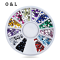 3d Nail Art Rhinestone Wheel 2mm Mixed Colors Flatback Glitter Nail Tips Gems Strass Nail Stylish