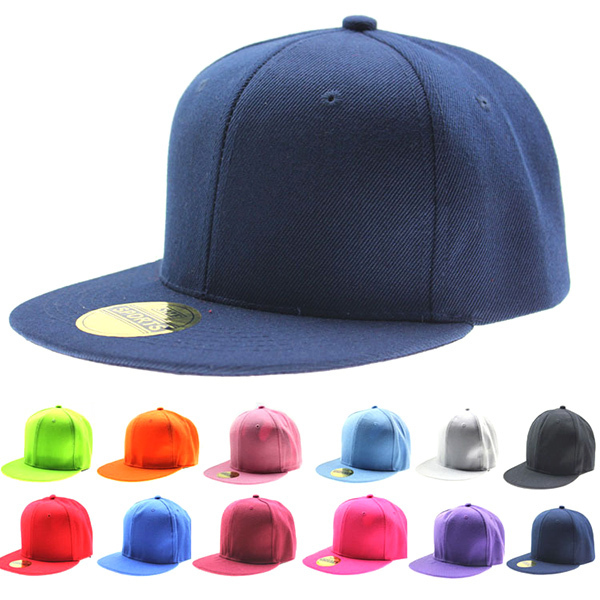 Adjustable Men Women Baseball Cap Solid Hip Hop Snapback Flat Peak Hat Visor