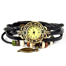 2015 New Hot Sale relogio feminino High Quality watch Women Genuine Leather Vintage Watches Bracelet Wristwatches