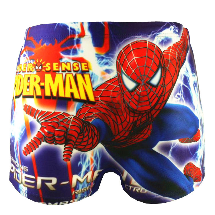 Hot retail wholesale 2015 new summer style children wear Swim trunks cartoon spiderman superman pattern kids