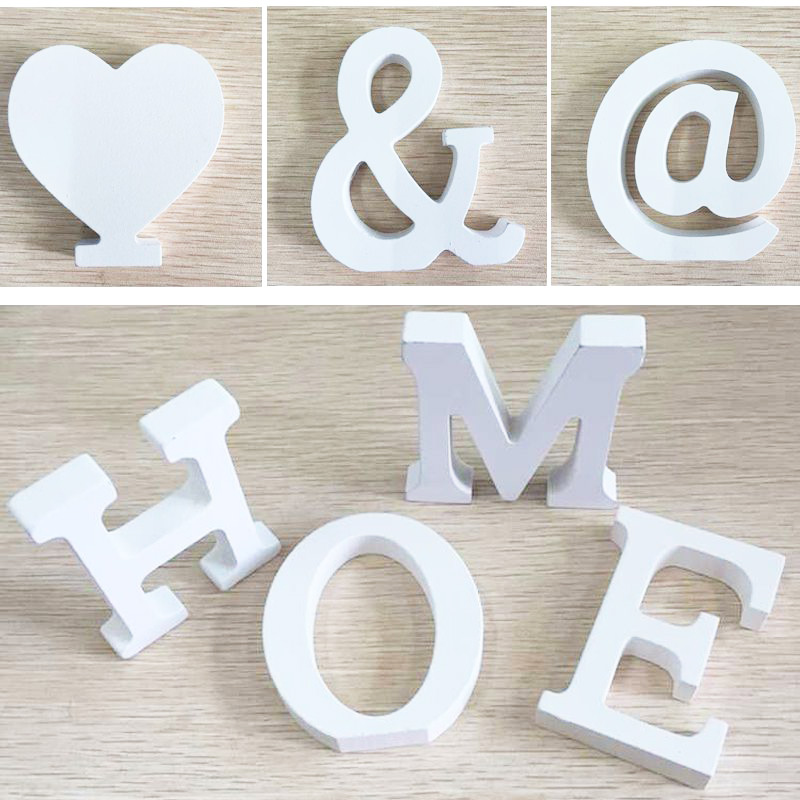 Image of Wedding Decorations Wooden Letters White Wood Alphabet Decorative Crafts Romantic Home Birthday Party Event Supplies Kids