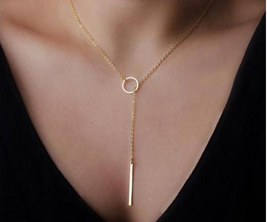 Image of Top Quality Hot-selling fashion simple bar necklace jewelry Exquisite Beautiful Simple Golden Bar Lariat Necklace BEST Gift