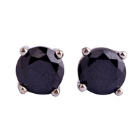 lingmei Wedding Dazzling Style Unisex Forever Love Black Spinel Stud Silver Earrings Fashion Jewelry Free Shipping Wholesale