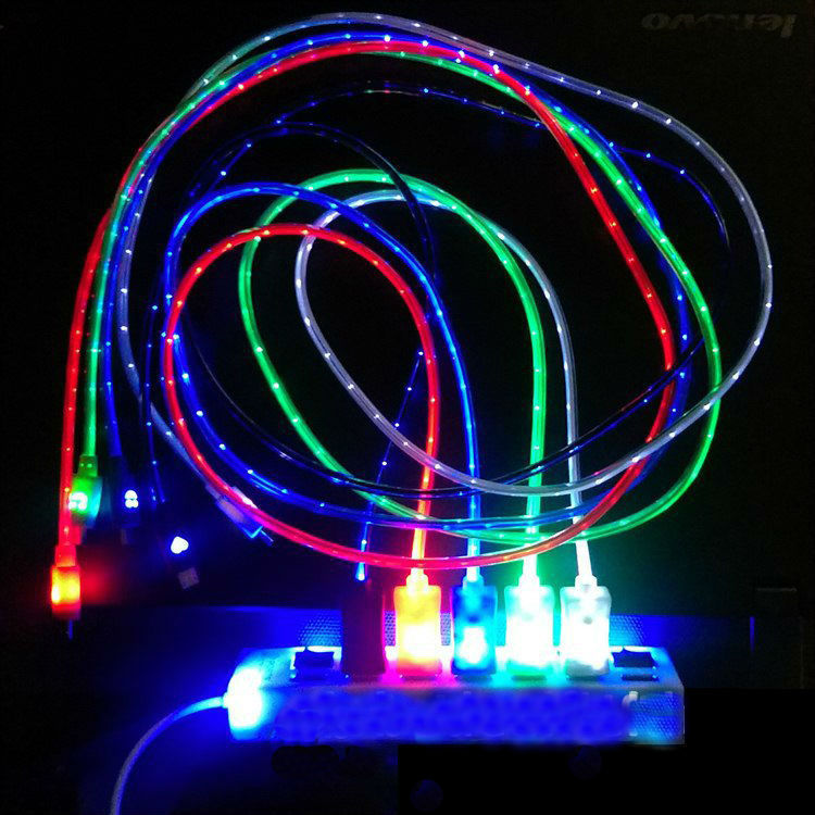 Image of 1pcs 5Colors Beautiful 1M LED Light Durable Micro USB Cable Charger Data Sync Cord For Samsung Galaxy S3 S4 S5 HTC Android phone