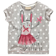 2016 Brand New Summer Kids Tshirt Cotton Jersey allover Rabbit print Short Sleeves girls baby T shirts Next Style Girl Clothes