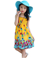 Summer Bohemian Style Girl Dress Eslatic Chest Beach Dresses for Kids Girls Elegant Necklace