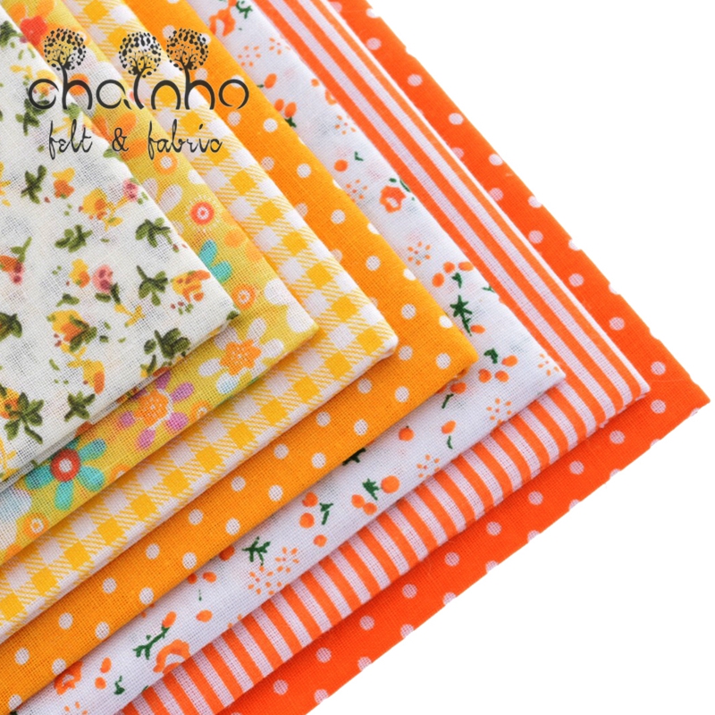 Image of Thin Cotton Fabric Patchwork For Sewing Scrapbook Cloth Fat Quarters Tissue For Quilt Needlework Pattern 50*50cm Yellow 7pcs
