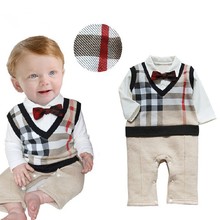 Retail 2015 100%cotton baby boy roupas de bebe Critical gentleman bow long sleeve baby boy clothes