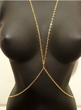 2015 Rihanna Style Bikini Sexy Golden plated Body Chains Necklace For Women Belly Harness Chain Necklace