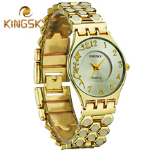 2015 Hot Kingsky Women Quartz Chain Watch Alloy White Dot Brand Flora Female Wrist Rose Gold