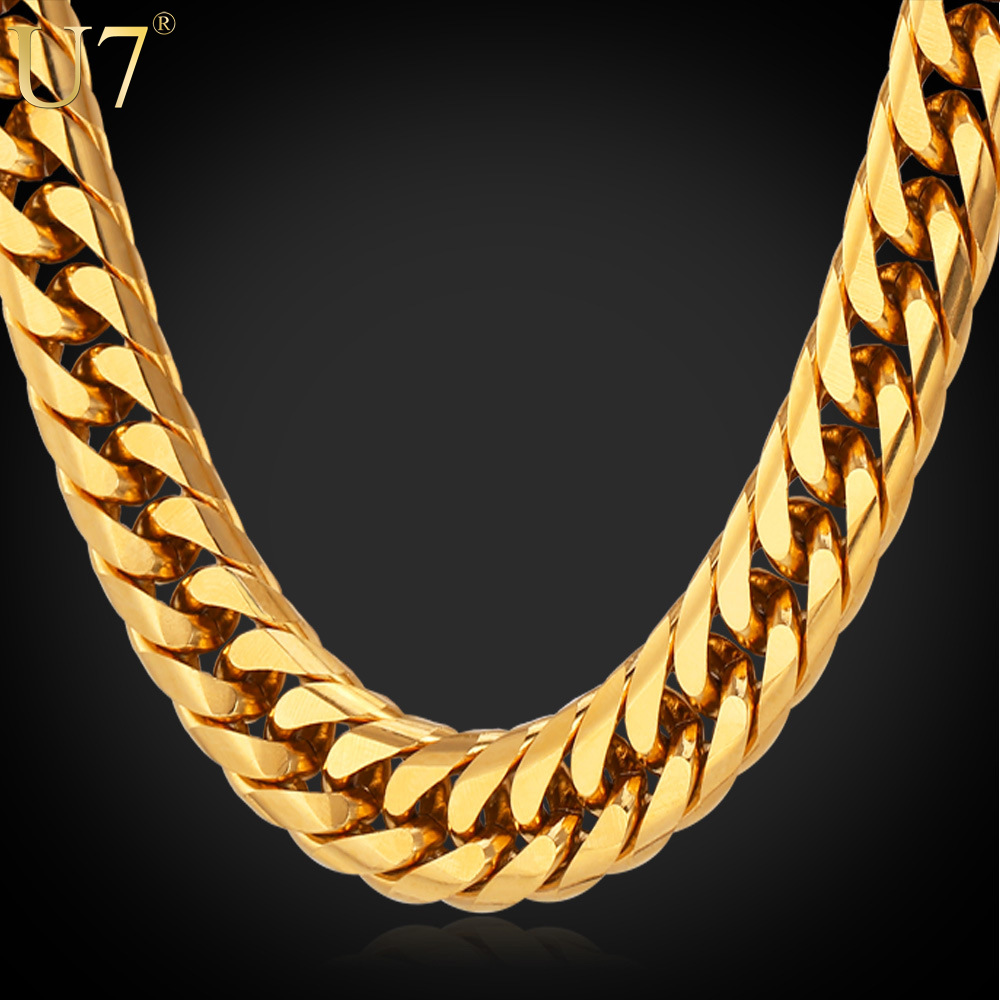 Big Chunky HipHop Gold Chain For Men Jewelry Wholesale 18K Gold Plated 71CM 13MM Thick Stainless ...