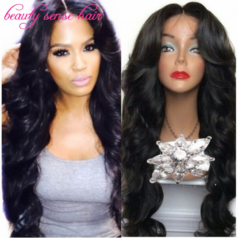 Image of 2016 Sale 150 density Glueless full lace wigs Virgin Brazilian Human hair Wavy lace front wigs for black women with baby hair