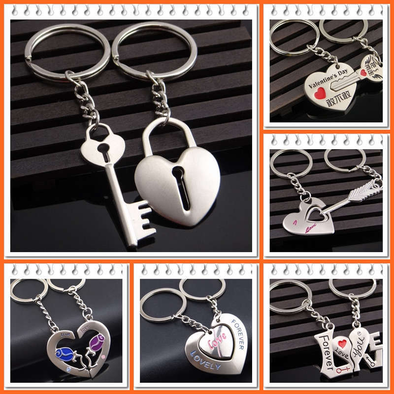 Image of 2016 Novelty Chaveiro Couple Keychain Lovers Heart Key Chain Ring Llaveros Casual Trinket Jewelry Valentine's Day Wedding Gift