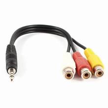 Free Shipping Dropship 1 Piece New 3.5mm Male Plug to 3 RCA Female M/F Audio Video Cable Stereo Jack Adapter Cord