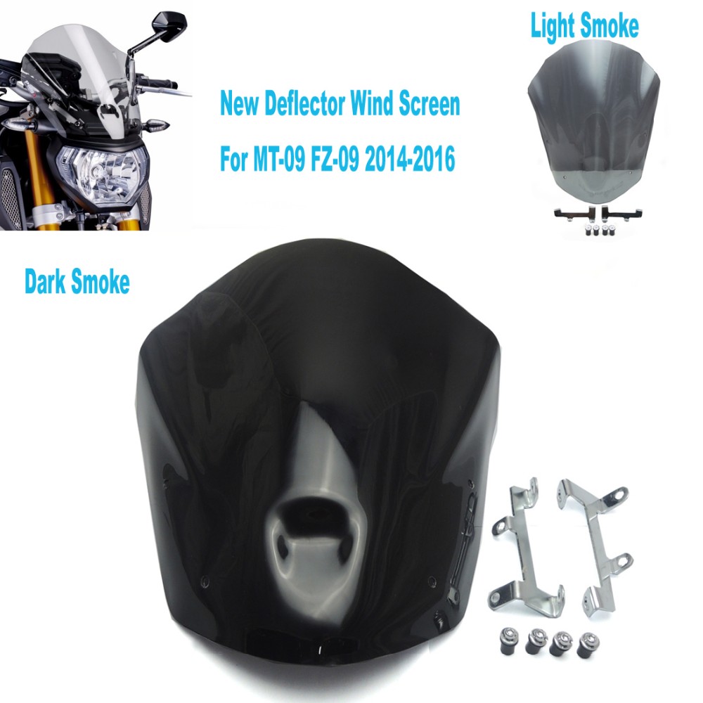 2014 2015 FZ-09 MT 09 New Deflector Windshield Windscreen Wind Screen Smoke Shield For Street Bike (6)