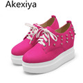 Akexiya Size 34 43 2017 Women Fashion Height Increasing Round Toe Thick Bottom Trifle Shoes Lady