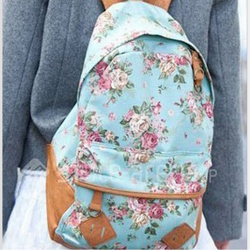 Image of 2016 Girl Flower Backpack School Book Shoulder Bag Travel Bag Women Canvas Rucksack High Quality Free Shipping N597