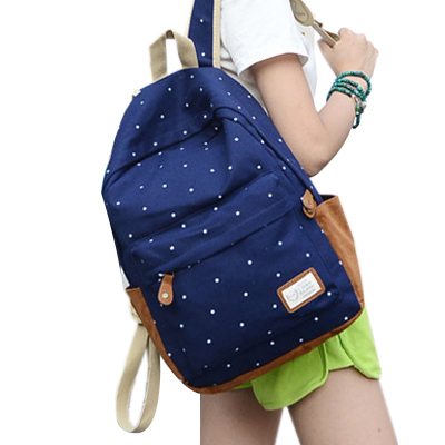 Fashion Cute small dots Women Men Canvas Backpack Schoolbags School Bag For girl Boy Teenagers Casual Travel bags Rucksack