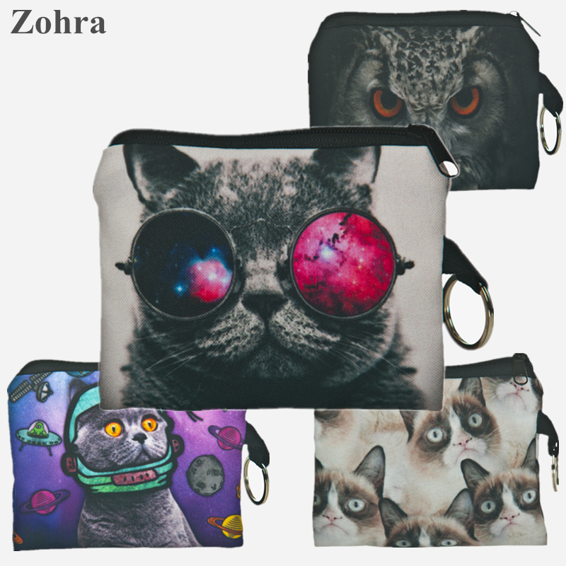 Image of Zohra Cat 3D printing Coin Purse men women Bag wallets purse Wallet carteira masculina portefeuille femme card holder monederos