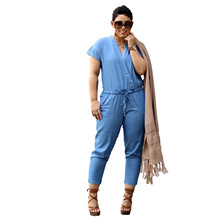 2016 aliexpress big European and American fashion jeans women slim casual Jumpsuit strap nine pants