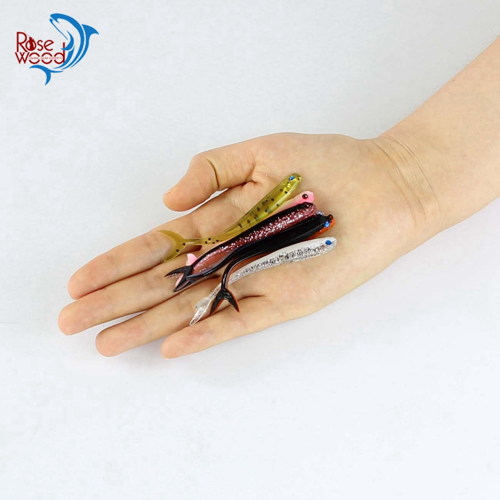 100pcsLot 8cm 1.7g Rosewood Fishing Lure Soft Baits Isca Artificial Pesca Rubber Soft Lure Fishing Wobblers Carp Fishing Lures (17)
