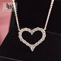 2016 Luxury Elegant 925 Sterling Silver Jewelry For Women Wihte Gold AAA Zirconia Love Hearts Necklaces