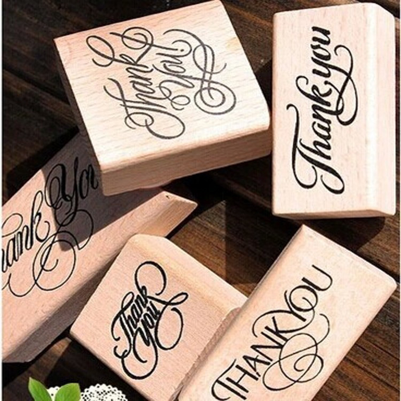Image of New Wooden Rectangle Stamp Rubber Craft Favour Scrapbooking Thank You Love Stamps free shipping