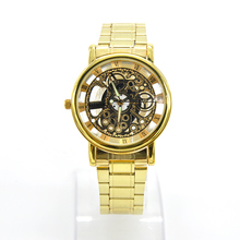 Lujo a estrenar de acero relojes hombres de moda de doble cara hueco de acero reloj de cuarzo ocasional reloj de pulsera de cuarzo WXMPJ779 # s14